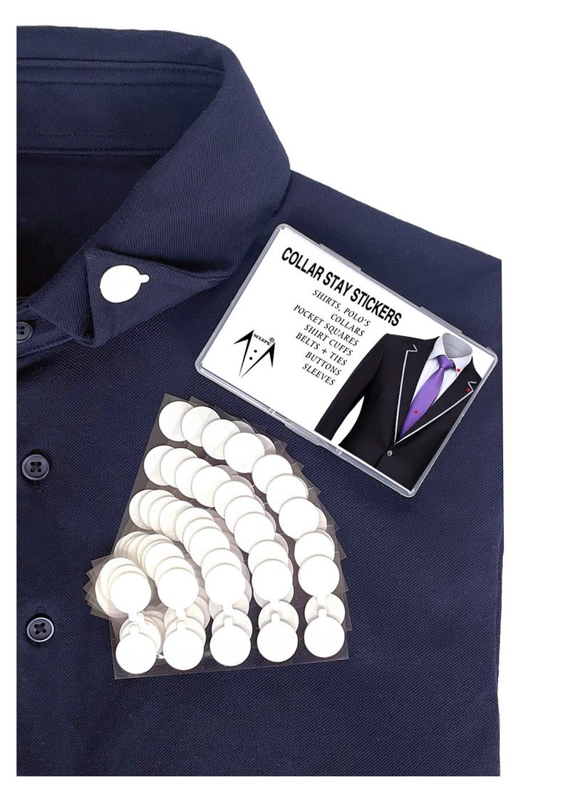 SULEPE Collar Stays for Shirts & Polo’s. Fashion Hack for Plastic Collar Stay 24hr Hold, Polo Shirt Collar Fixed (120 Dots) - Image 1