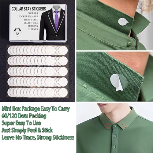 SULEPE Collar Stays for Shirts & Polo’s. Fashion Hack for Plastic Collar Stay 24hr Hold, Polo Shirt Collar Fixed (120 Dots) - Image 2