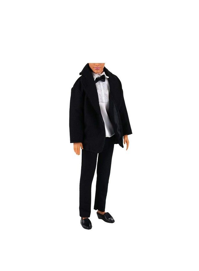 Barwa 3Pc Doll Clothes Black Tuxedo Suit With Tie White Shirt Pants And Jacket For 12 Inch Boy Doll  - Image 3