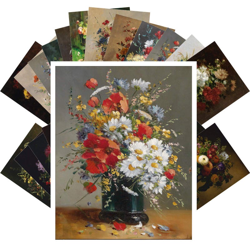 PIXILUV Vintage PostCards 24 pcs Flowers Vintage Gardens and Roses - Image 1