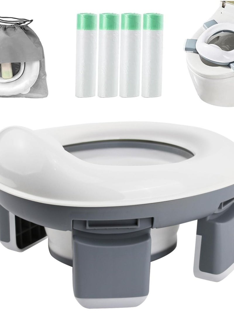 Excefore 2-in-1 Portable Travel Potty, Foldable Toddler Travel Potty with Storage, Convenient Emergency Toilet for Car and Outdoor Use (Grey)  - Image 1