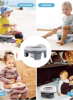 Excefore 2-in-1 Portable Travel Potty, Foldable Toddler Travel Potty with Storage, Convenient Emergency Toilet for Car and Outdoor Use (Grey)  - Image 5