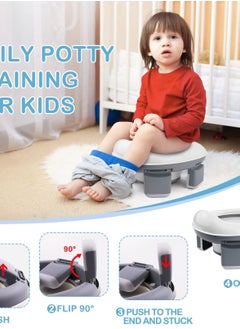 Excefore 2-in-1 Portable Travel Potty, Foldable Toddler Travel Potty with Storage, Convenient Emergency Toilet for Car and Outdoor Use (Grey)  - Image 3
