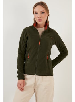 Lela High Collar Zipper Pocket Fleece Cardigan Women's Fleece 5907002  - Image 3