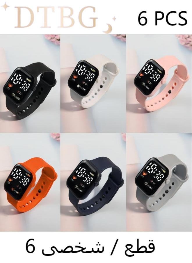 6 Pcs Kids' Square Water Resistant Silicone Digital Watch - pzsku/Z24AA3AB6F112DBE1298DZ/45/1741654828/8ff9ceac-7e12-44cc-aece-c705d5deb060