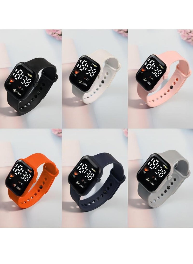 DTBG - 6 Pcs Kids' Square Water Resistant Silicone Digital Watch - Image 1