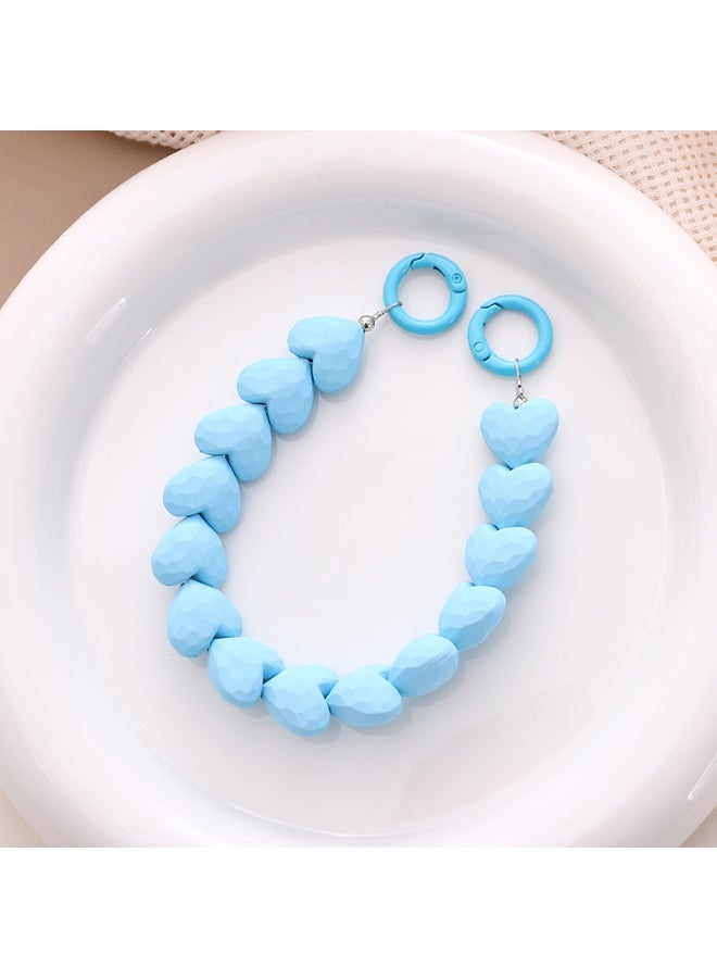 NIBEMINENT Beaded Phone Lanyard, Anti Lost Removable Wrist Strap, Peach Heart String Ball Bracelet Pendant, Phone Keychain Lanyard,K1869/Pink