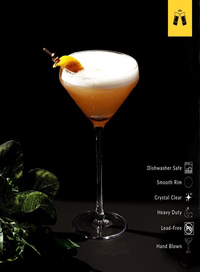 LEMONSODA Hand Blown/Nick And Nora Classic Martini Glasses Manhattan, Cosmopolitan, Espresso Martini, Lemon Drop, Dirty Martini - Inspired by 1930's - 50's Cocktail Culture - 6oz/10oz (Set of 2, 10oz) - Image 5