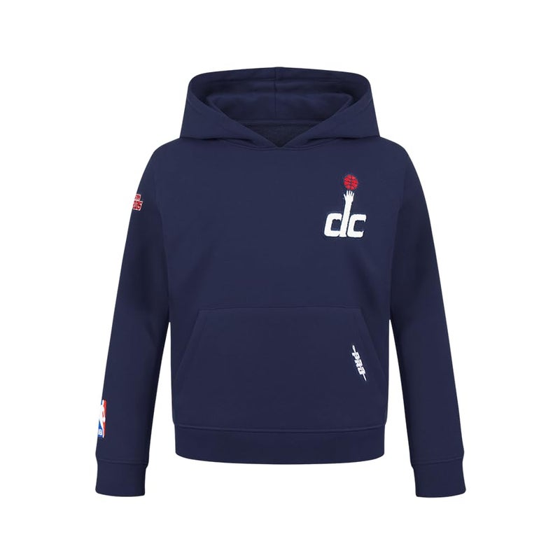 Pro Standard Big Boys NBA Washington Wizards Classic Chenille Pull Over Hoodie Midnight Navy M - Image 1