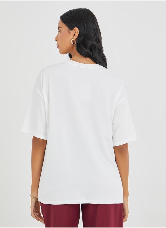 Take Two Take Two Graphic Print Round Neck Oversized T-Shirt  - Image 5