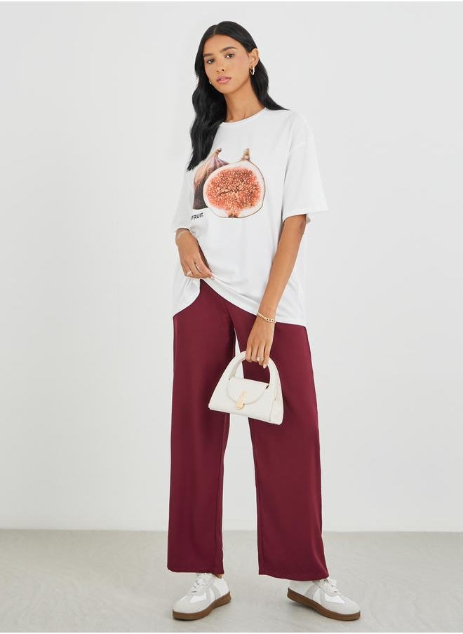 Take Two Take Two Graphic Print Round Neck Oversized T-Shirt  - Image 2