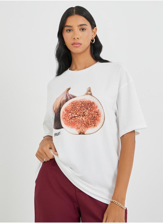 Take Two Take Two Graphic Print Round Neck Oversized T-Shirt  - Image 3