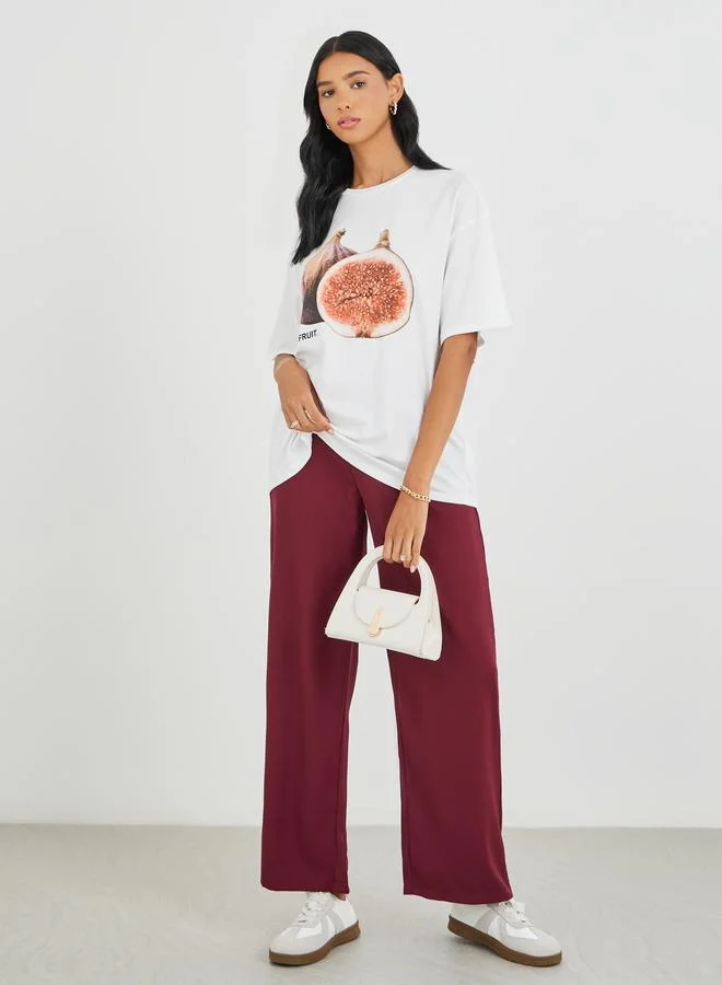 Take Two Take Two Graphic Print Round Neck Oversized T-Shirt