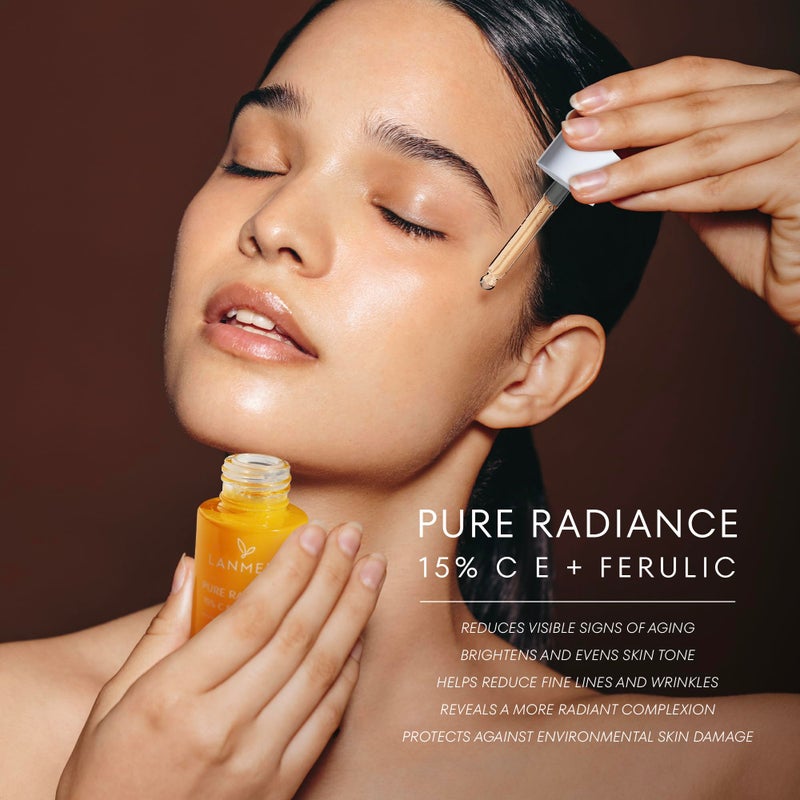 Lanmeri Vitamin C Serum With Ferulic Acid: C & E Ferulic Face Serum With 15% Ascorbic Acid, Vitamin E, Hyaluronic Acid - Vit C Serum for Hydration, Brightening, Anti-aging, Anti Wrinkle, Skin Repair 1 Fl Oz - Image 4