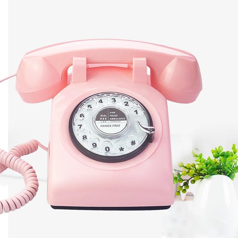 TelPal Retro Single Line Corded Desk Telephone Classic Vintage Rotary Dial Hands Free Landline Phone for Home/Office/Hotel, Antique Phones for Seniors Gift - Image 1