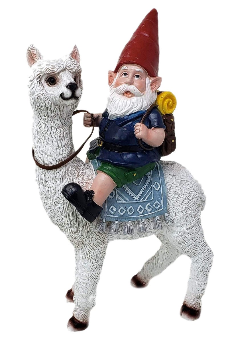 Funny Guy Mugs Gnome and a Llama Statue IndoorOutdoor Garden Gnome Sculpture for Patio Yard or Lawn