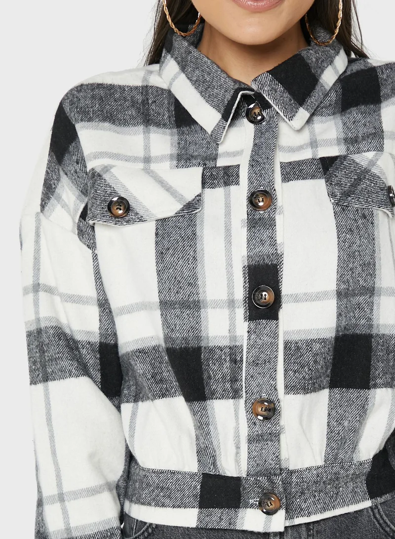 Ginger Checked Buttoned Jacket