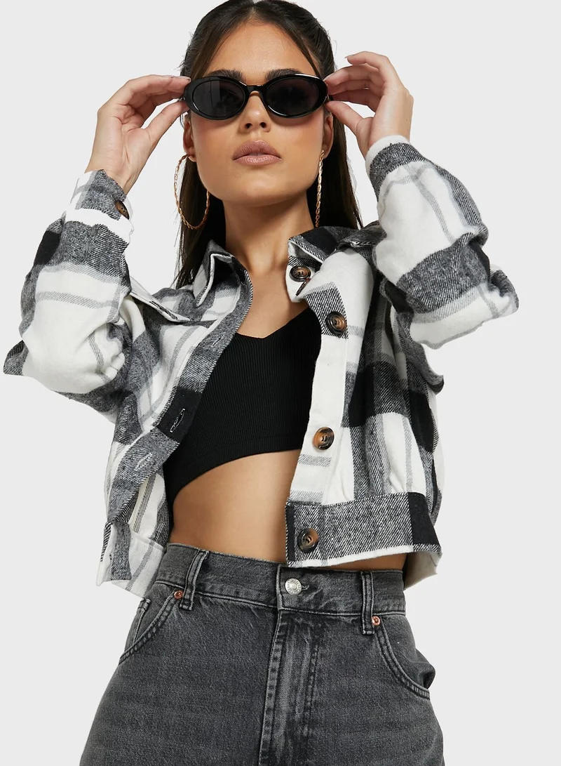 Ginger Checked Buttoned Jacket