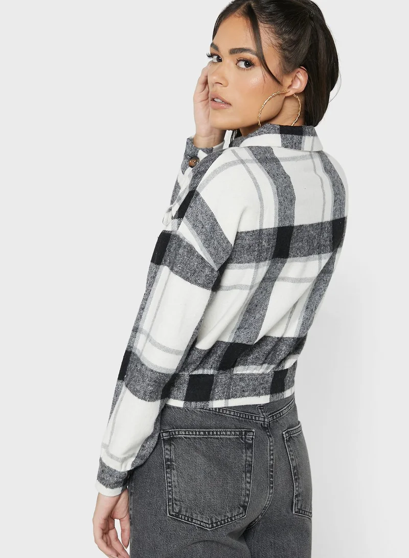 Ginger Checked Buttoned Jacket