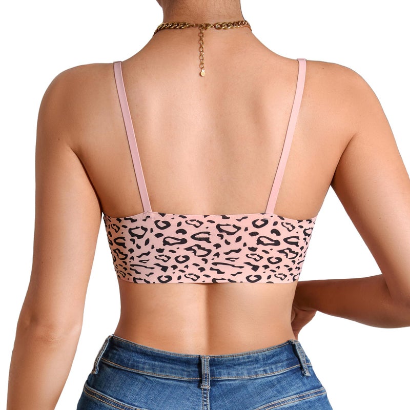 DEANGELMON 4 Pieces V Neck Bralettes Padded Seamless Adjustable Straps Bra Everyday Basic Sleeping Bras (4P9,S) - Image 3