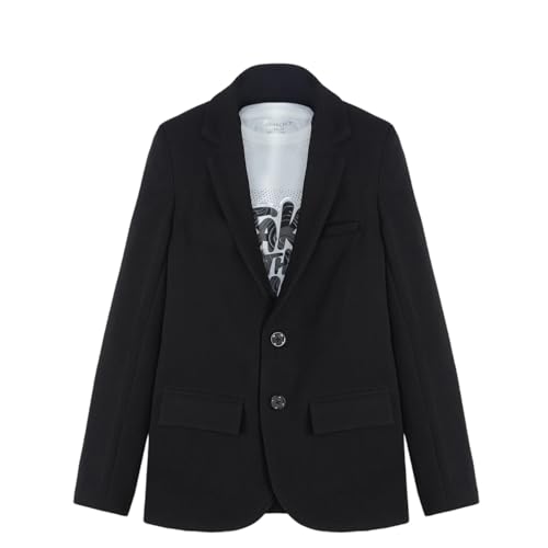 CHARCHIT Boys Regular Fit Plain Blazer and T-Shirt Black - Image 1