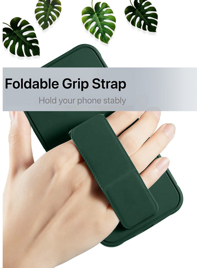 Wtech Hand Grip Foldable Magnetic Kickstand Wrist Strap Finger Grip With Built-In Iron Case Cover For Realme 12+ / 12 Plus 5G 2024 Dark Green - Image 2