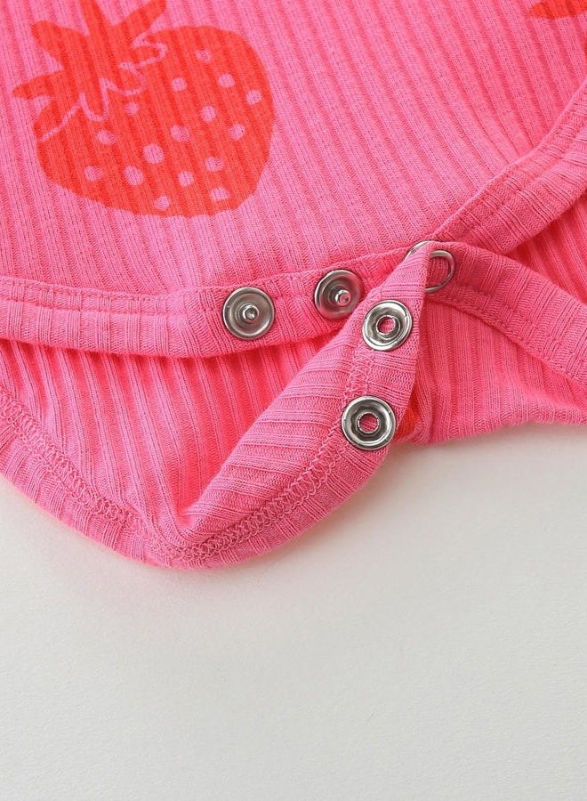 Fullfamous Infant Baby Girl Clothes Clothing Set Fall Winter Long Sleeve Onesie and Pant Set Outfits 12-18 months Pink Strawberry - Image 5