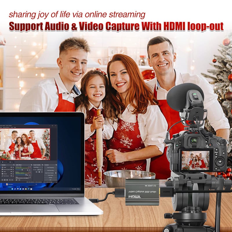 ORIVISION 4K Video Capture Card, HDMI to USB 3.0 with Loopout for Nintendo Switch, 1080p 60fps Game Capture Device with Audio Output for Streaming, Xbox/PS4/PS5/PC, VLC/OBS/Amcap - Image 4