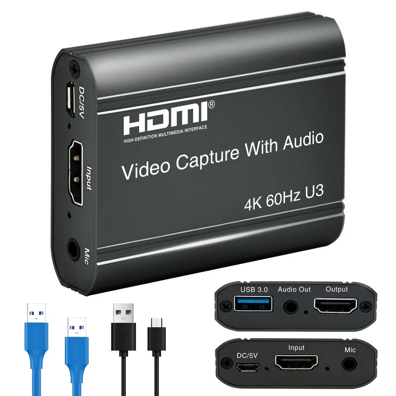 ORIVISION 4K Video Capture Card, HDMI to USB 3.0 with Loopout for Nintendo Switch, 1080p 60fps Game Capture Device with Audio Output for Streaming, Xbox/PS4/PS5/PC, VLC/OBS/Amcap - Image 1