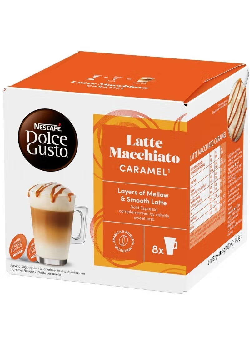 Nescafe Dolce Gusto Latte Macchiato Caramel 16 Coffee Capsules 436.8grams Pack of 3 - Image 2