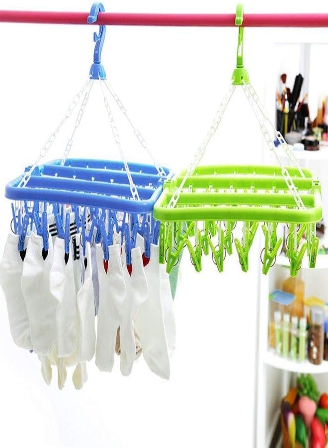 Drumstone (𝐒𝐩𝐞𝐜𝐢𝐚𝐥 𝟏𝟓 𝐘𝐞𝐚𝐫𝐬 𝐖𝐚𝐫𝐫𝐚𝐧𝐭𝐲 Multicolor Clip Hanger with 12 Pegs for Drying Baby Clothes, Socks, Lingerie | Foldable Plastic Drying Rack with Hook | Space-Saving - Image 5