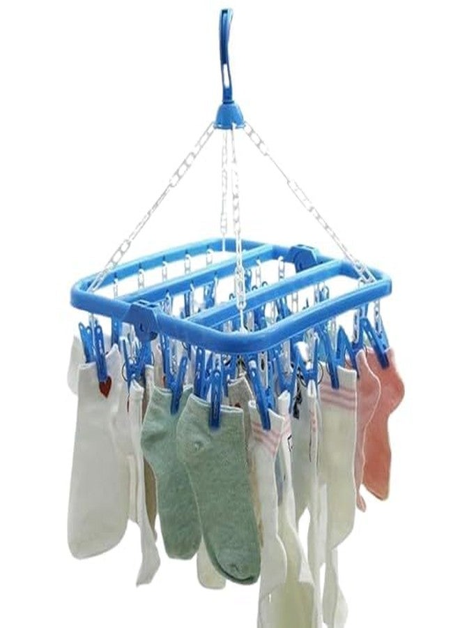 Drumstone (𝐒𝐩𝐞𝐜𝐢𝐚𝐥 𝟏𝟓 𝐘𝐞𝐚𝐫𝐬 𝐖𝐚𝐫𝐫𝐚𝐧𝐭𝐲 Multicolor Clip Hanger with 12 Pegs for Drying Baby Clothes, Socks, Lingerie | Foldable Plastic Drying Rack with Hook | Space-Saving - Image 2