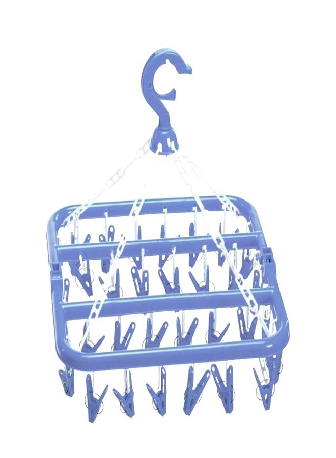 Drumstone (𝐒𝐩𝐞𝐜𝐢𝐚𝐥 𝟏𝟓 𝐘𝐞𝐚𝐫𝐬 𝐖𝐚𝐫𝐫𝐚𝐧𝐭𝐲 Multicolor Clip Hanger with 12 Pegs for Drying Baby Clothes, Socks, Lingerie | Foldable Plastic Drying Rack with Hook | Space-Saving - Image 1
