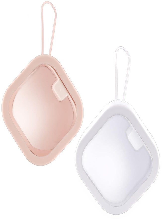 Cositina 2 Pack Plastic Hair Tie Organizer Portable Travel Hairpin Holder Multi-Functional Cotton Swab Box Hangable for Women Storage Cotton Ball Floss Rubber Hair Supplies Small Items - (Pink+White) - Image 1