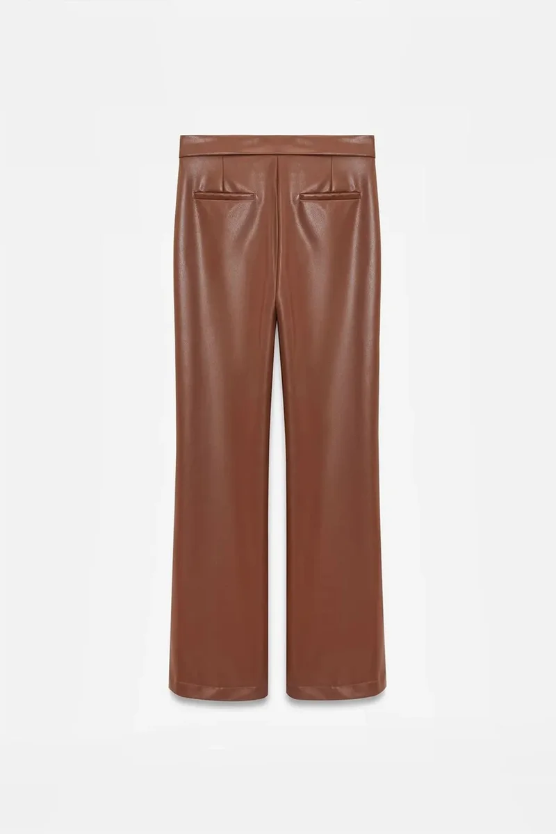 Dilvin DILVIN Women's Faux Leather Flare Pants