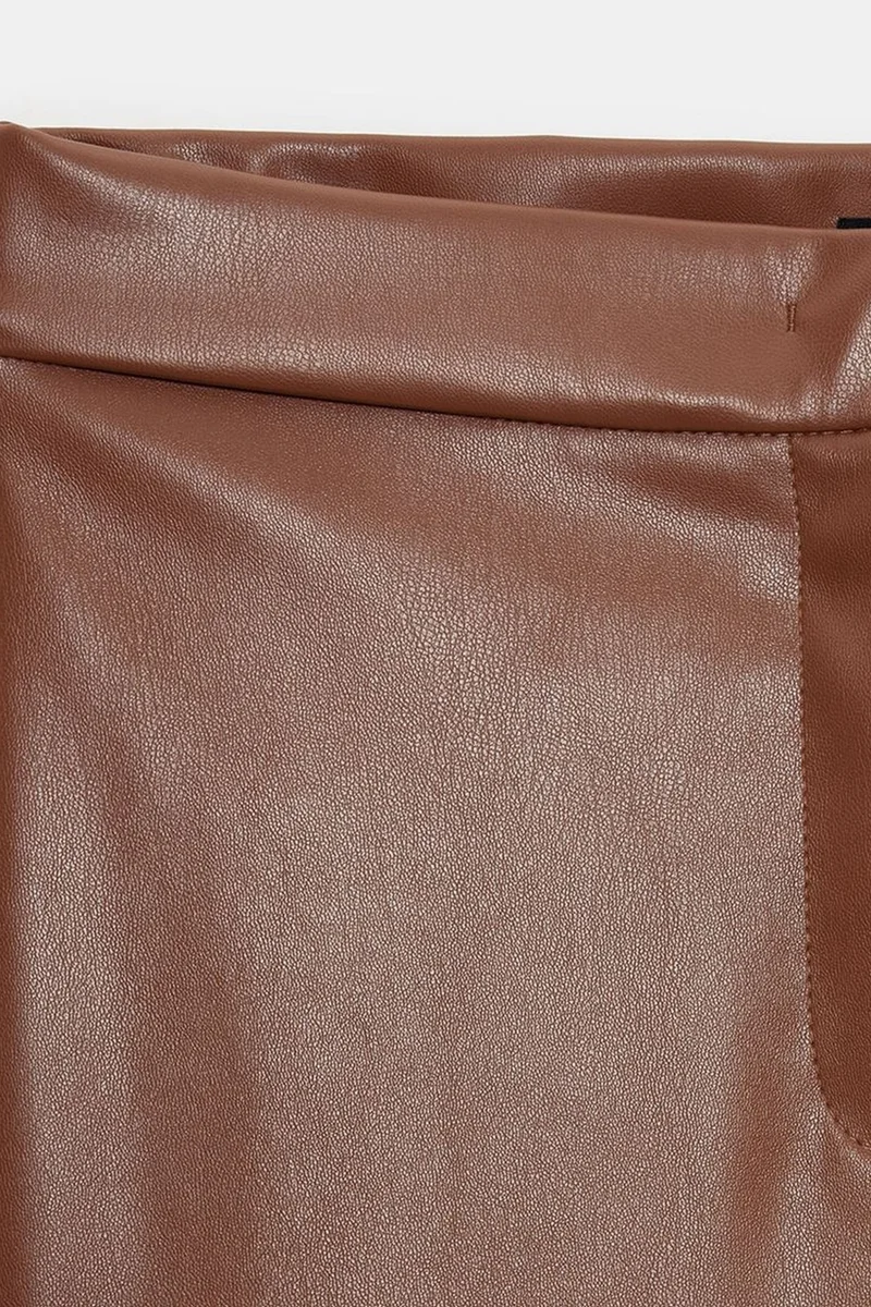 Dilvin Walnut Brown DILVIN Women's Faux Leather Flare Pants for Women | Best Price UAE