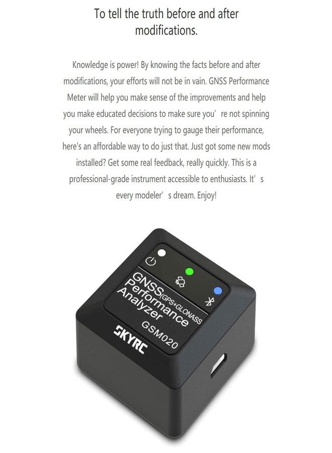 SKYRC GNSS Performance Analyzer RC GPS+GLONASS Speedometer, Bluetooth Enabled Race Data Logger and Speed Tracker for RC Cars and Planes. GSM020 SK-500023 - Image 2