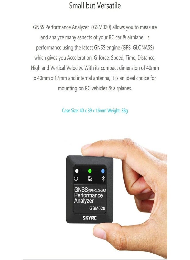 SKYRC GNSS Performance Analyzer RC GPS+GLONASS Speedometer, Bluetooth Enabled Race Data Logger and Speed Tracker for RC Cars and Planes. GSM020 SK-500023 - Image 4