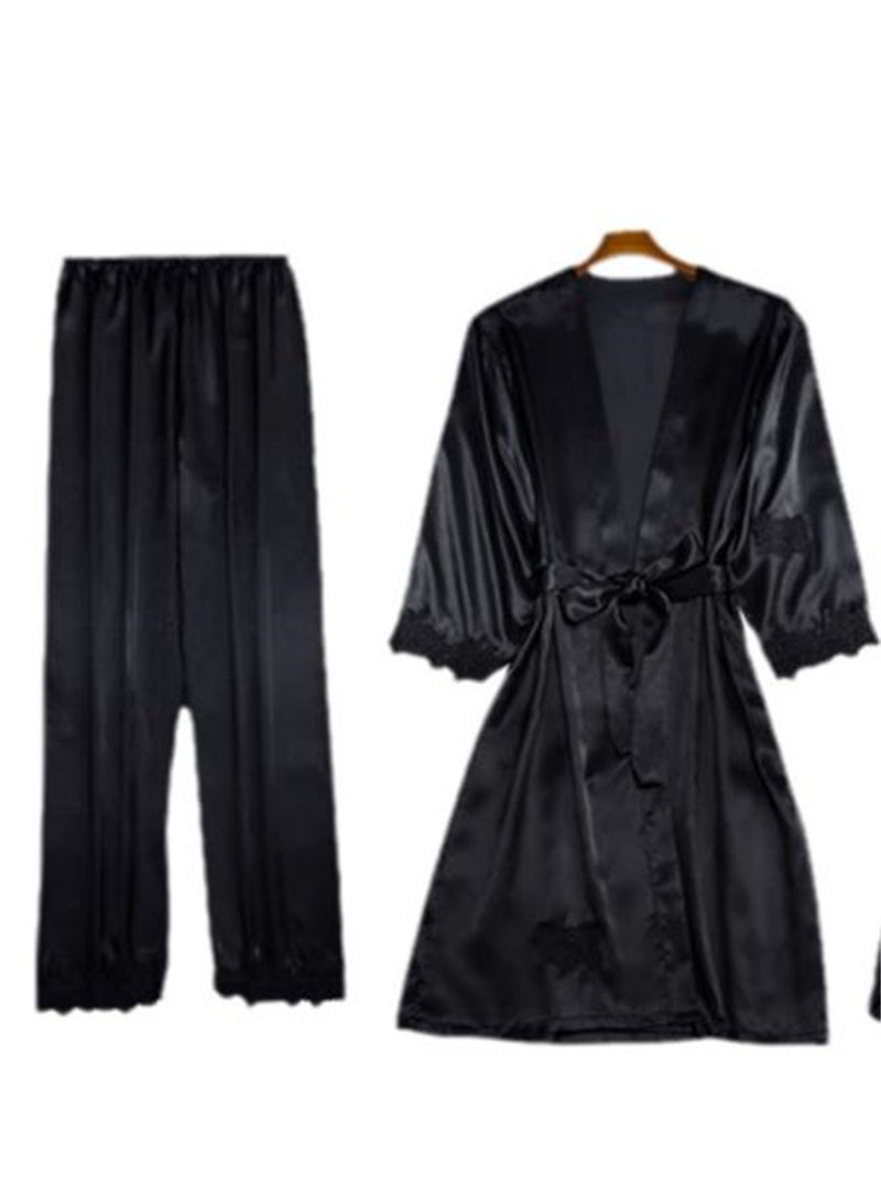 5pcs women's pajamas with imitation silk pajamas suspenders shorts pajamas set - Image 2