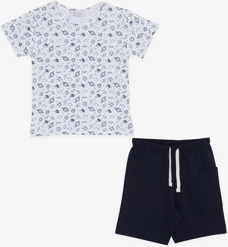 Macawi Breeze Girls & Boys Boy Shorts Set Space Themed 1.5-5 Years, Ecru
