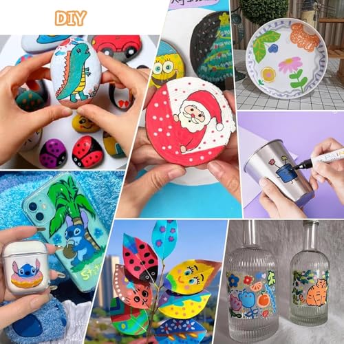 deli Paint Markers Dual Tip Quick Drying Acrylic Marker Pens for Kids Paint Pens Markers for Wood Rock Plastic Canvas-48 Colors - Image 2