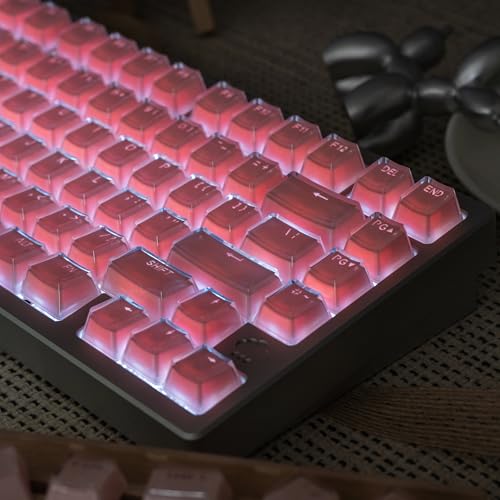 mintcaps Crystal Jelly Keycaps, Translucent Keycaps 123Keys Set Custom KeyCap Set OEM Profile, Keyboard Key Caps for 100%,75%,65%60% Keyboard-Pink - Image 4