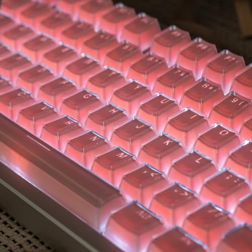 mintcaps Crystal Jelly Keycaps, Translucent Keycaps 123Keys Set Custom KeyCap Set OEM Profile, Keyboard Key Caps for 100%,75%,65%60% Keyboard-Pink - Image 3