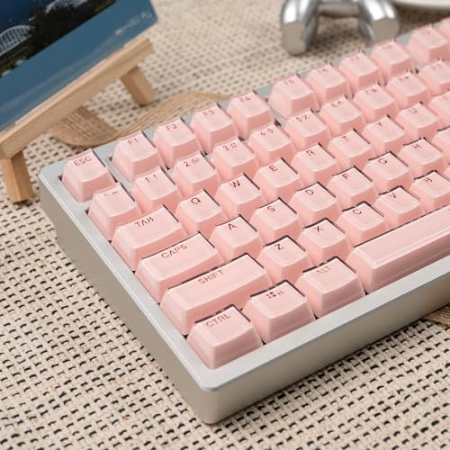 mintcaps Crystal Jelly Keycaps, Translucent Keycaps 123Keys Set Custom KeyCap Set OEM Profile, Keyboard Key Caps for 100%,75%,65%60% Keyboard-Pink - Image 1