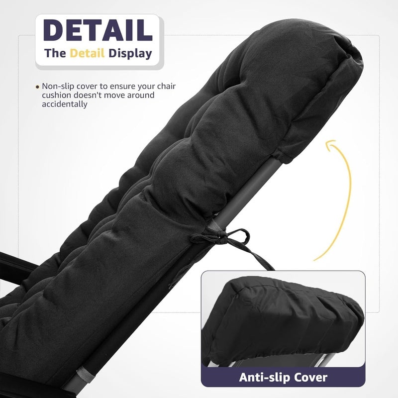 Patio Chaise Lounger Cushion, Thicken Soft Recliner Rocking Chair Sofa Seat Cushions with Ties, Foldable Chair Cushion,Non-slip Comfortable Bench Mattress Pad for Outdoor Indoor Home Office Furniture - Image 4