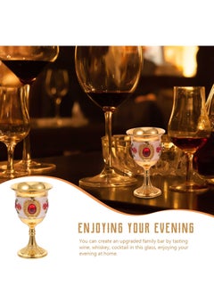 SYOSI 2Pcs Mini Golden Goblet Retro European Style Gold Goblet Copper Goblet Engraved with Flower Pattern Vintage Egyptian Shot Glass for Wine Liqueur and Cocktails for Home and Wedding Party  - Image 5