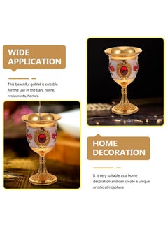 SYOSI 2Pcs Mini Golden Goblet Retro European Style Gold Goblet Copper Goblet Engraved with Flower Pattern Vintage Egyptian Shot Glass for Wine Liqueur and Cocktails for Home and Wedding Party  - Image 4