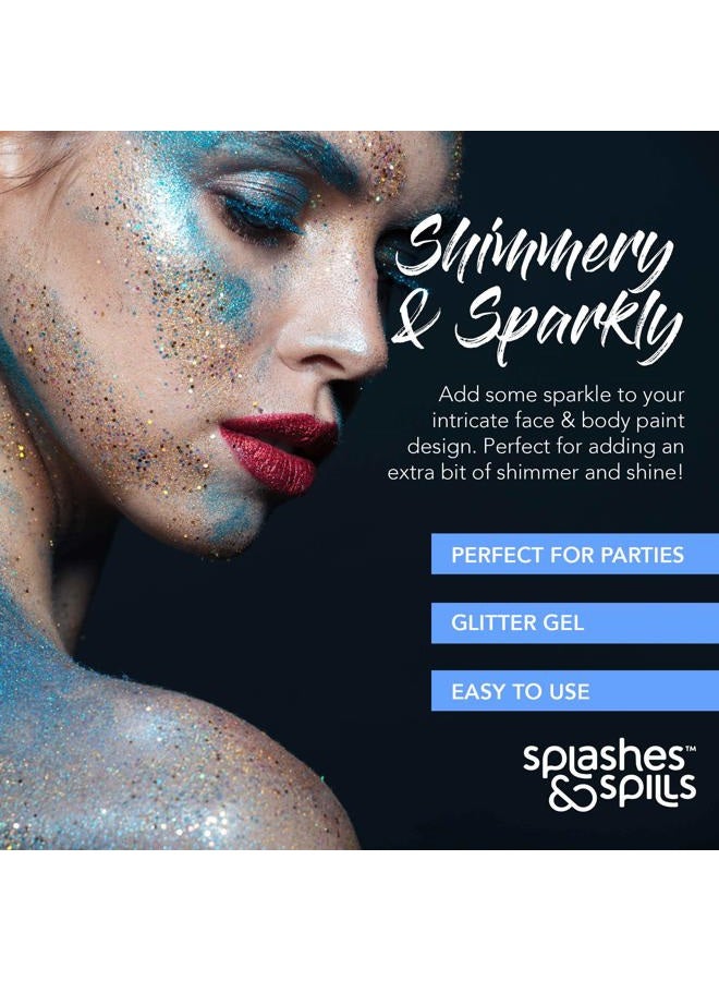 Splashes & Spills Body Glitter Paint Gel - 7 Color Costume Set for Women, Girls - 10 ml Tubes Holographic Shimmer Effect for Hair, Body, Face - Great for Festival, Costume Party, Halloween - by Splashes and Spills - Image 2