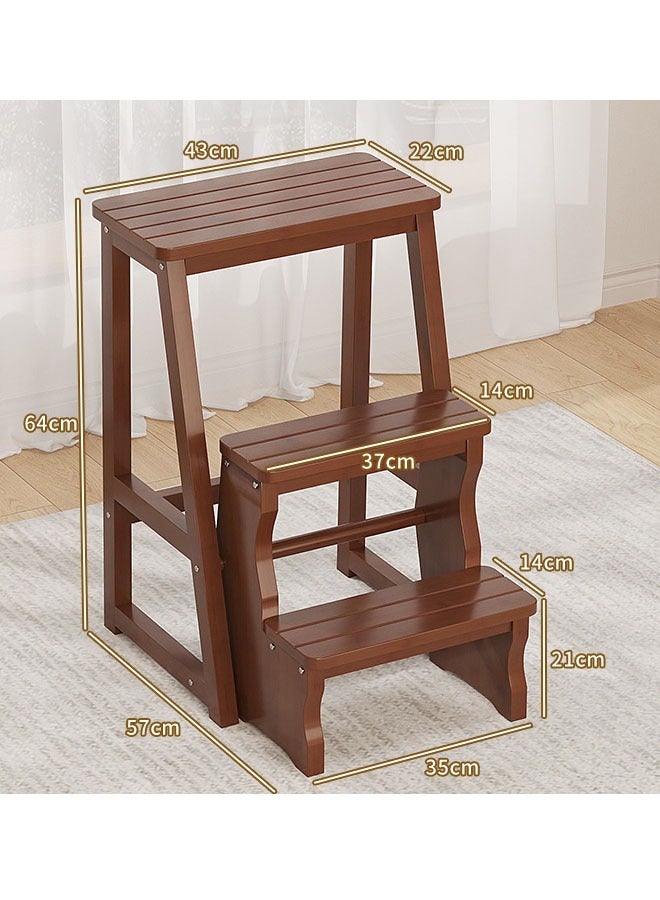 NKX 3 Layer Multifunctional Wooden Folding Ladder Stool  for Indoor Use - Image 2