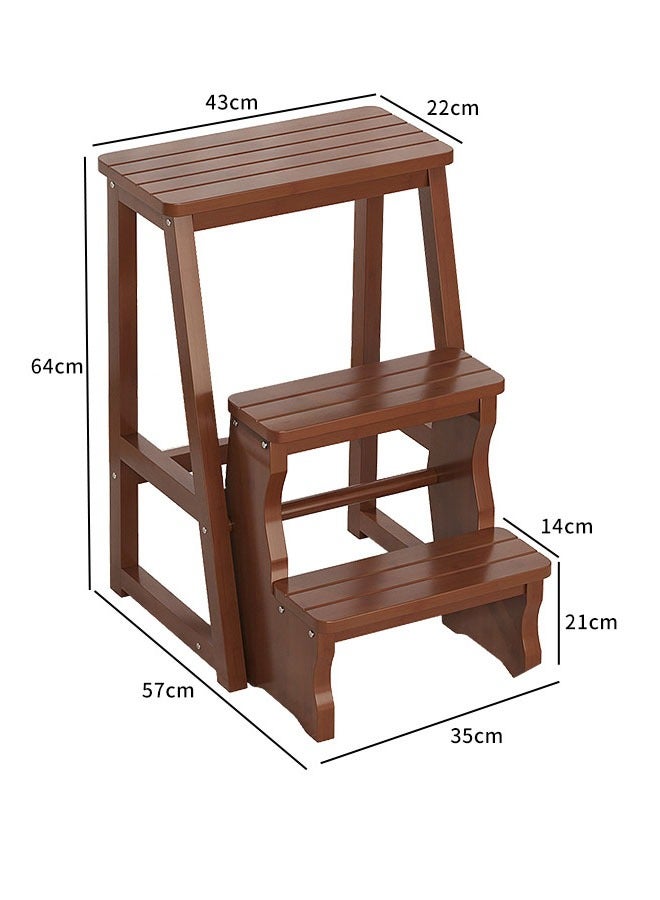 NKX 3 Layer Multifunctional Wooden Folding Ladder Stool  for Indoor Use - Image 5